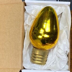 Vintage Shiny Gold Christmas‎ Light Bulb Ornament Decoration Holiday Decor 5"
